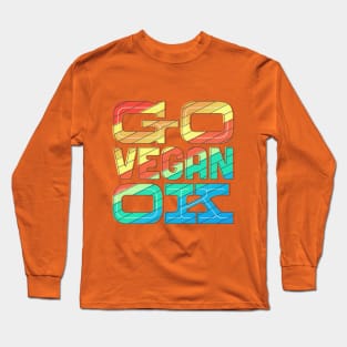 Rainbow Retro Go Vegan OK Long Sleeve T-Shirt